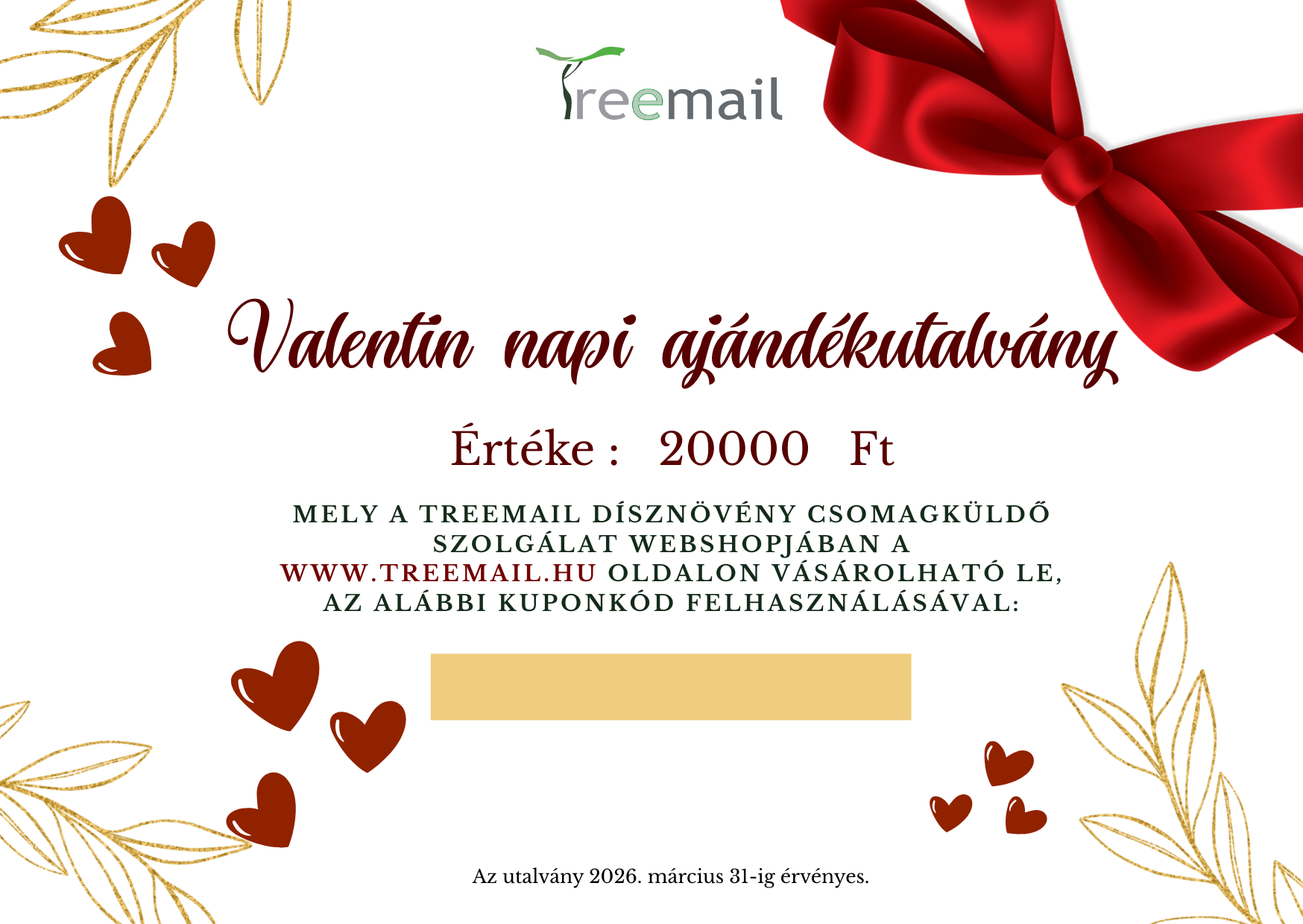 Valentin napi ajándékutalvány 20000 Ft értékben